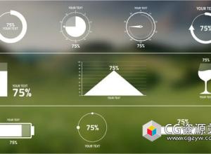 AE模板-10组百分比信息数据图表动画 10 Percentage Infographics