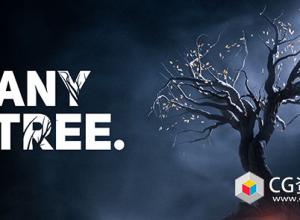 Blender自定义曲线绘制形状生成树木建模插件 Anytree v2.1.2- Trees With Any Shape