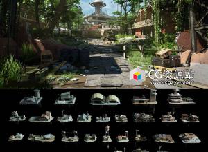 战争前线废墟武器军事装备基地建筑3D模型 C4D/Blender/FBX/OBJ/UE格式