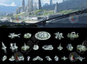 未来科幻三维城市摩天大楼场景模型 C4D/MAX/FBX/OBJ/Maya/Blender/UE/Unity