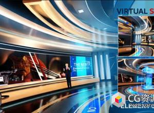 AE模板-E3D新闻虚拟演播室场景设计包装 Virtual Studio 05