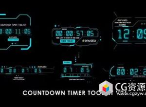 AE模板-6组科技感数字时钟倒计时动画 Countdown Timer Toolkit V26