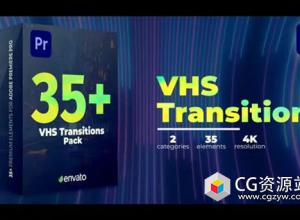 PR模板-30个高质量VHS元素过渡视频转场 VHS Transitions