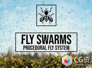 Blender逼真昆虫群飞行几何节点预设 Fly Swarm