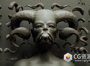 Zbrush 60组鹿角恶魔之角IMM和VDM笔刷3D模型合集
