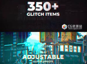 AE模板-350种电影史诗故障毛刺信号损坏特效动画预设开场白 Glitch