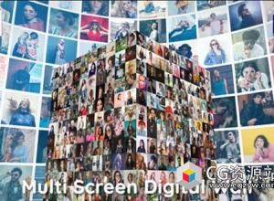 AE模板-立体多屏数字墙Logo动画 Multi Screen Digital Wall
