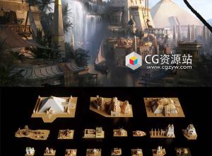 古埃及时代金字塔宏伟寺庙建筑3D模型