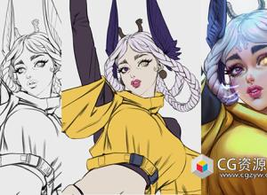 PS教程-动漫角色设计与渲染+笔刷+中英文字幕