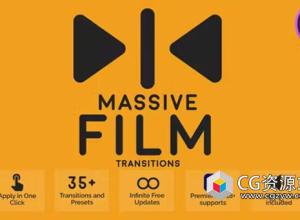 PR模板-35组炫酷复古电影胶片视频转场过渡 Massive Film Transitions