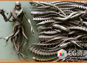 ZBrush 40个怪物生物章鱼触手笔刷模型合集