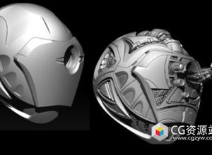 Zbrush科幻头盔硬表面建模深入视频教程+中英文字幕