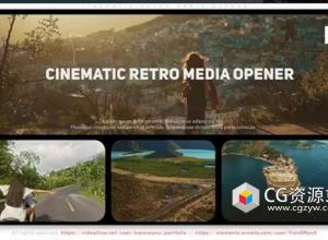 AE模板-复古多屏幕幻灯片视频开场 Cinematic Retro Media Opener