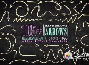 AE模板-105个手绘线条箭头图形动画 105 Hand Drawn Arrow Pack