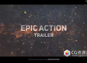 AE模板-电影预告片大气火星粒子动作视频宣传片头 The Movie Trailer Intro