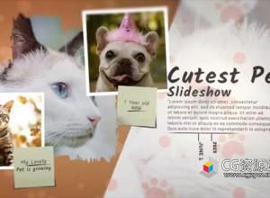 AE模板-可爱宠物幻灯片照片相册展示片头 Cutest Pet Slideshow