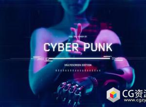 AE模板-酷炫赛博朋克Hud故障分屏幻灯片 Hud Glitch Splitscreen Slideshow