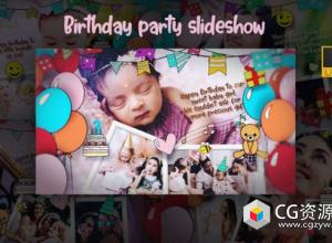 AE模板-儿童小孩生日派对照片相册片头 Birthday Party Slideshow