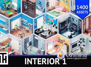 Unity建筑房间内饰资产 Interior 1 v1.0
