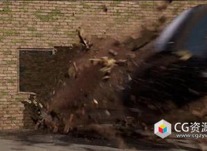 Houdini多层破坏汽车穿墙详细模拟特效视频教程