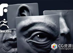 ZBrush面部眼睛鼻子耳朵嘴巴雕刻视频教程