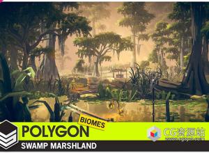 Unity低多边形自然生物群落沼泽地环境资产
