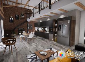 UE虚幻引擎三层别墅环境场景3D模型