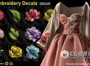 Substance 50种刺绣贴花-SBSAR格式 50-Embroidery Decals-SBSAR-Vol3