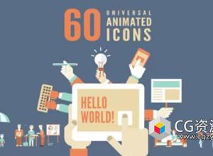 AE模板-概念场景医学家庭教育ICON图标MG动画 Animated Flat Icons Pack V2