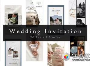 AE模板-20组竖屏优雅婚礼请柬邀请函包装 20 Elegant Wedding Invitation Reels and Stories