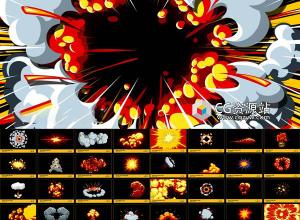 150组4K卡通烟雾爆炸特效MG动画视频素材+AE模板 BB26