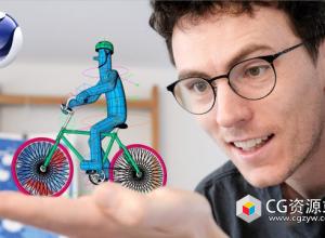C4D教程人物骑自行车绑定动画+中英文字幕