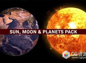 AE模板-地球火星月球土星天王星星球自转动画 Sun Moon & Planets Pack