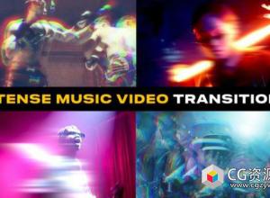 PR模板-动感音乐特效视频转场 Intense Music Video Transitions