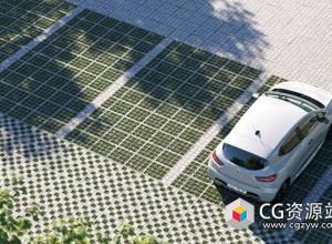 3DS MAX停车场路面草地方块效果模型 NM-Lab – Parking Grass Pack