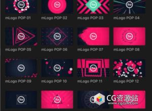 FCPX插件-30组创意扁平化MG图形Logo动画预设 mLogo POP