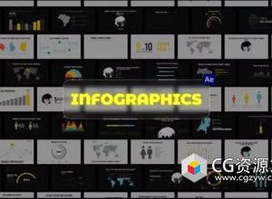 AE模板-扁平化信息数据图表柱状图饼状图动画 Infographics