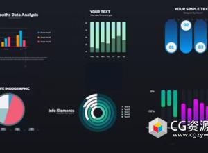AE+PR模板-6组信息图表数据分析条形图饼图动画 Infographics Chart Pack