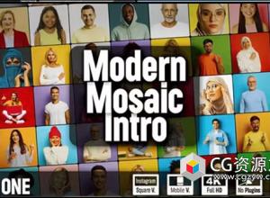 PR模板-网格拼贴照片墙展示片头 Modern Mosaic Opener V2