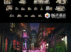 古巴哈瓦那城市景观建筑3D模型 Blender/C4D/OBJ/FBX格式 Havana Nights