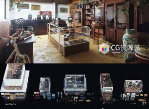 Blender街头小店/面包店/机械店/蔬菜肉店3D模型套装 Neighborhood shops