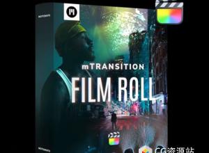 FCPX+达芬奇插件-50个电影级模拟过渡胶卷失真打孔过曝倒带闪光烧伤转场效果 mTransition Film Roll