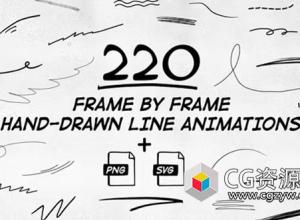 AE+PR模板-220个创意手绘涂鸦形状线条动画 220 Frame By Frame Animated Lines