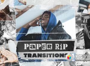 AE模板-时尚复古嘻哈街头撕纸拼贴动画视频转场 Paper Rip Transitions