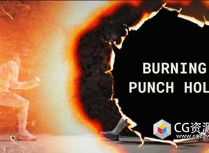 PR+AE/模板-复古纸张燃烧火焰打孔视频转场过渡 Burning Punch Hole Transitions