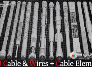 80组电缆电线软管和电缆元件3D模型 Blender/FBX/OBJ格式