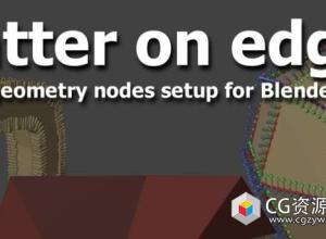 Blender边缘散布分布几何节点资产预设 Scatter On Edges