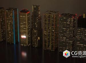 Blender现代摩天大楼建筑资产预设 Building Asset Pack 2 (Day & Night)
