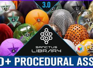 Blender插件1000种程序化材质金属布料卡通玻璃石头材质预设 Sanctus Library v3.3 + 使用教程