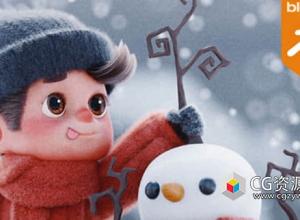 Blender可爱小孩堆雪人场景资产预设 Sticks & Snow